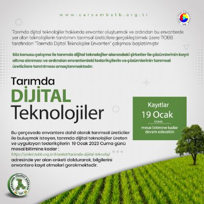 Tarımda Dijital Teknolojiler Envanteri Çalışması Hakkında